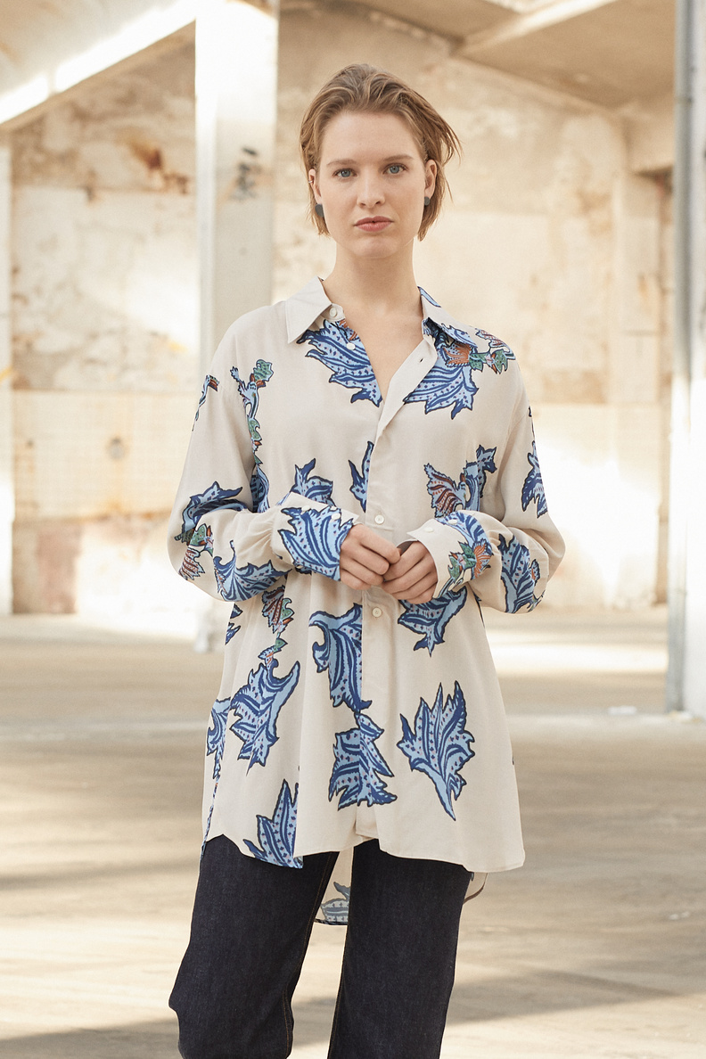 hope mantra shirt blue paisley print