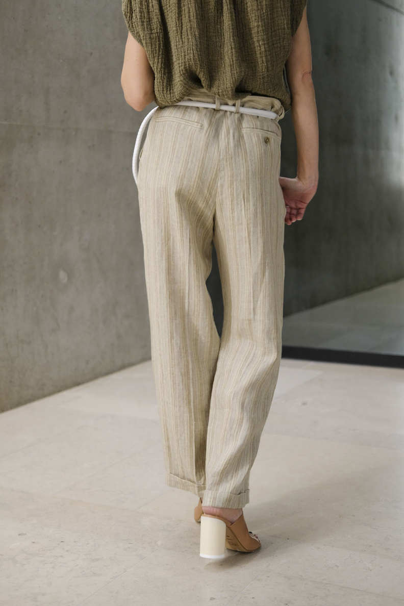 hope done trousers beige stripe