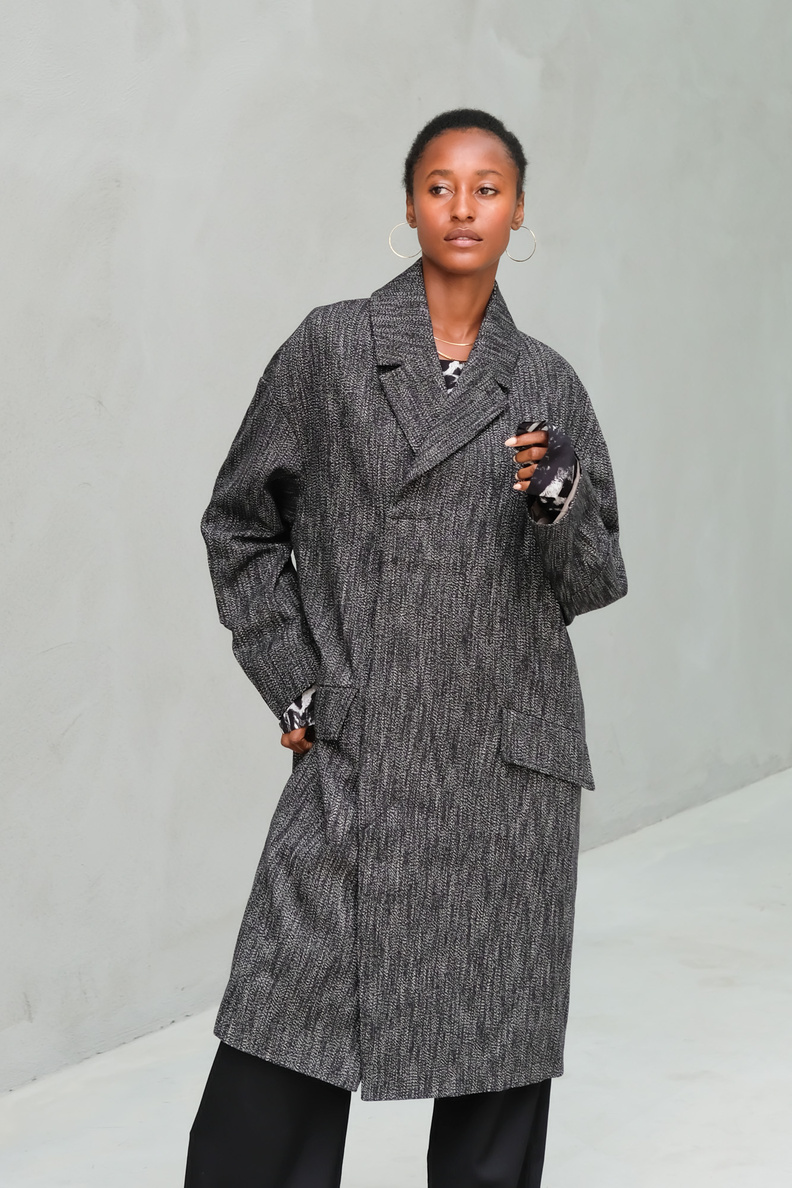 adnym payli coat black grid