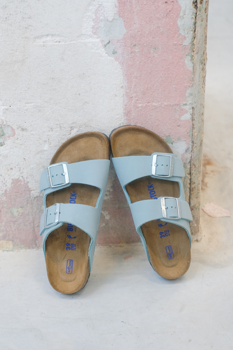 birkenstock arizona faded aqua