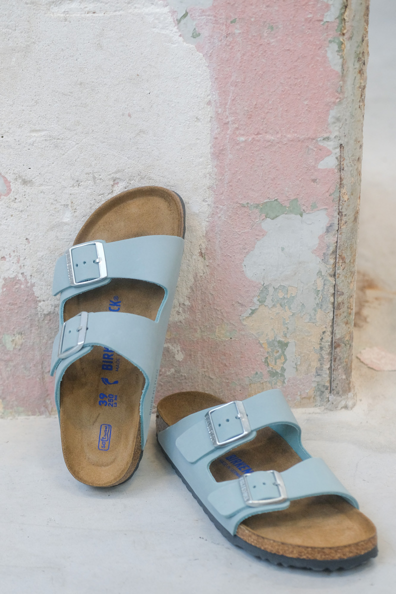 birkenstock arizona faded aqua