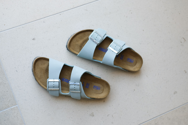 birkenstock arizona faded aqua