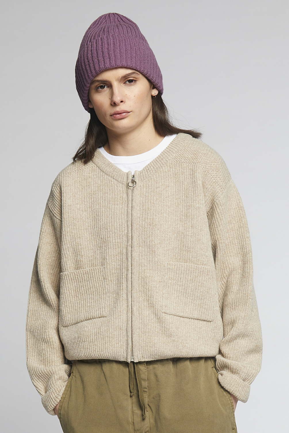 girls of dust bomber cardigan oatmeal