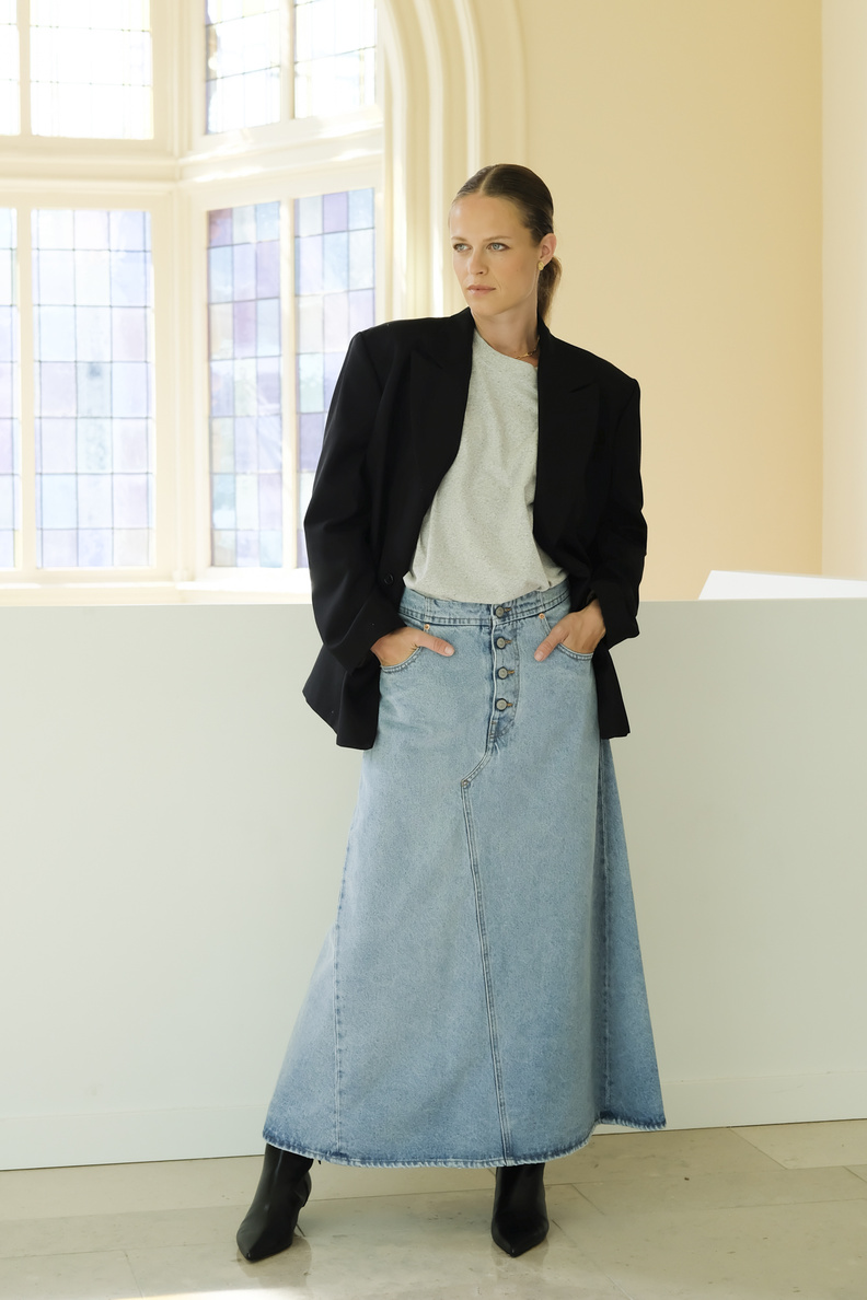 maison margiela mm6 s52mi0002 long skirt light denim