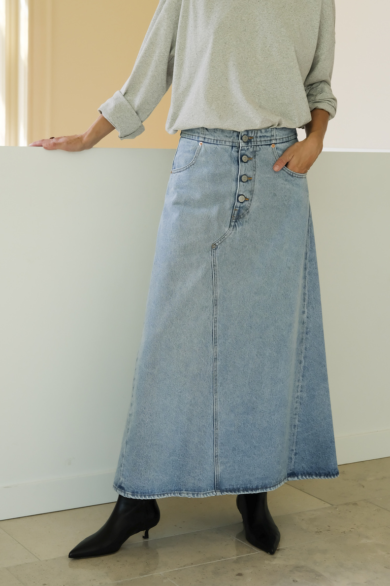 maison margiela mm6 s52mi0002 long skirt light denim