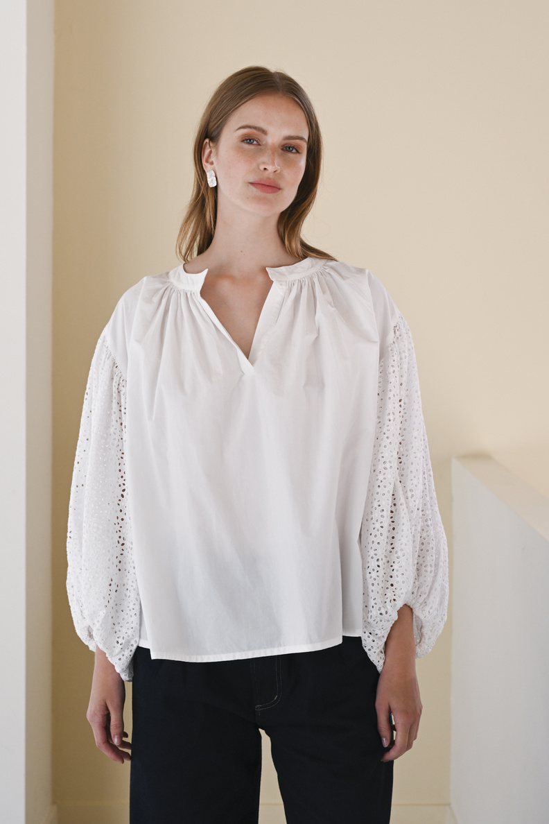 âme islande poplin top white