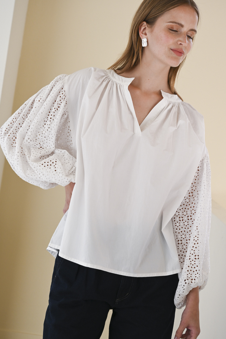 âme islande poplin top white