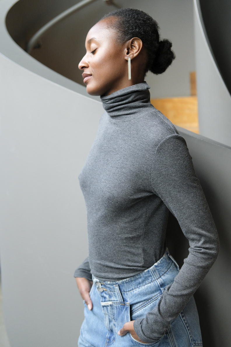 closed turtle neck dark grey melange