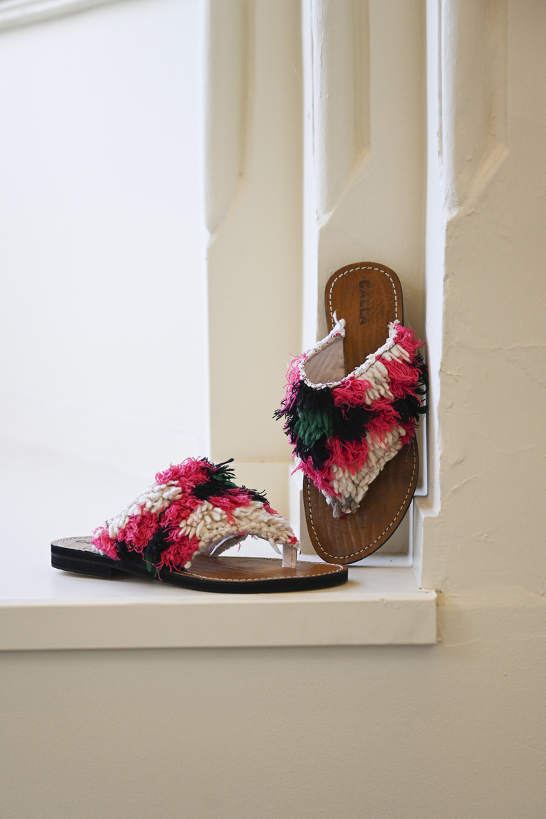 calla lily babouche sandal ecru pink