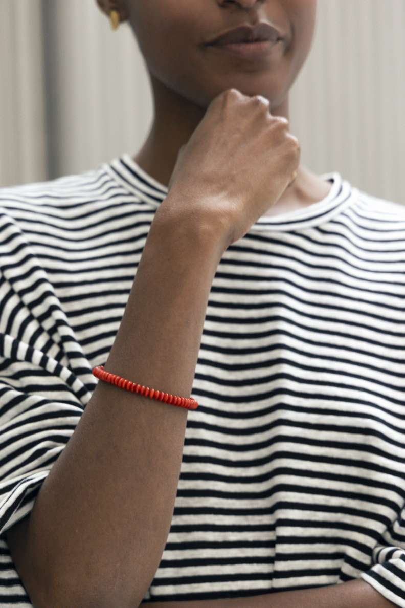 something familiar disc coral bracelet