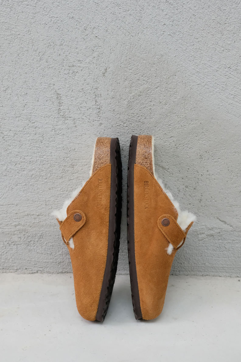 birkenstock boston shearling suede mink