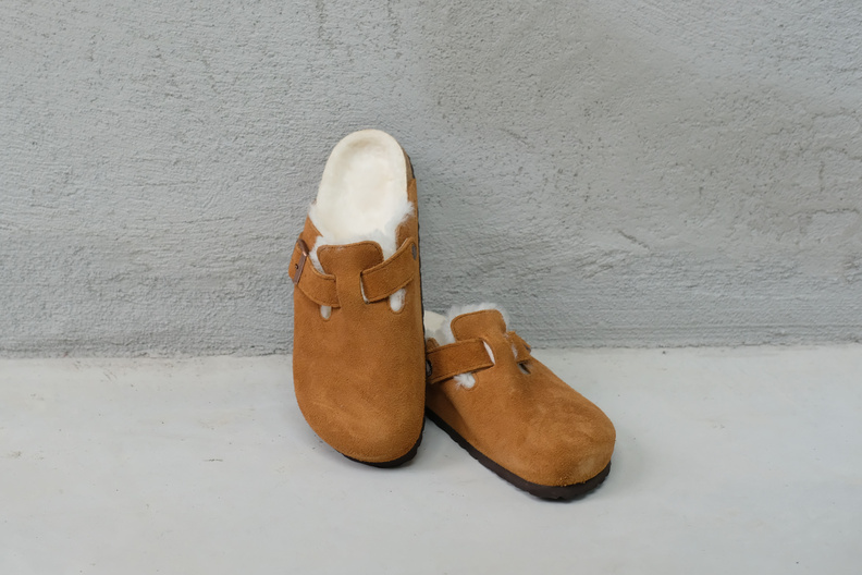 birkenstock boston shearling suede mink