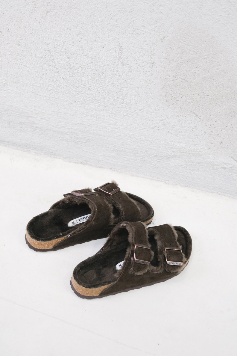 birkenstock arizona shearling suede mocca