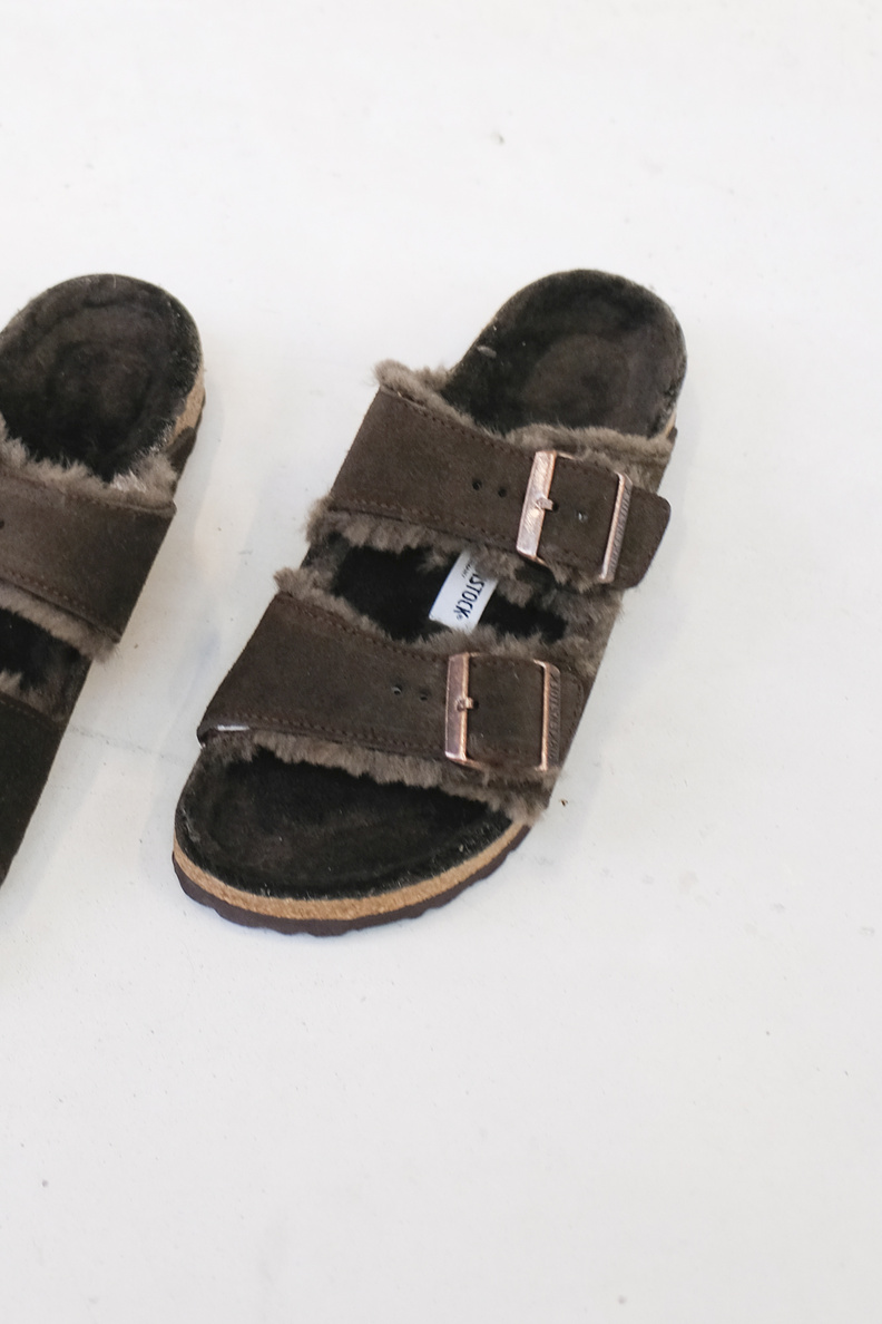 birkenstock arizona shearling suede mocca