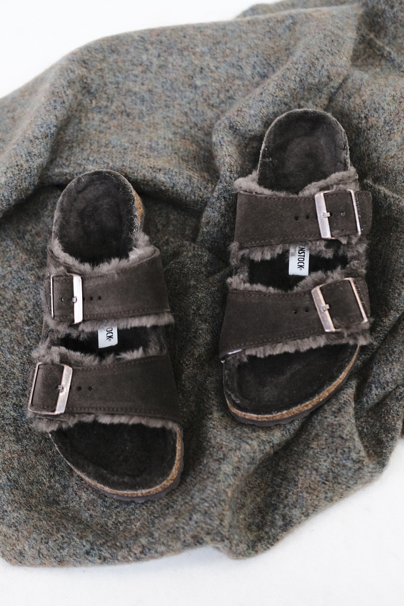 birkenstock arizona shearling suede mocca