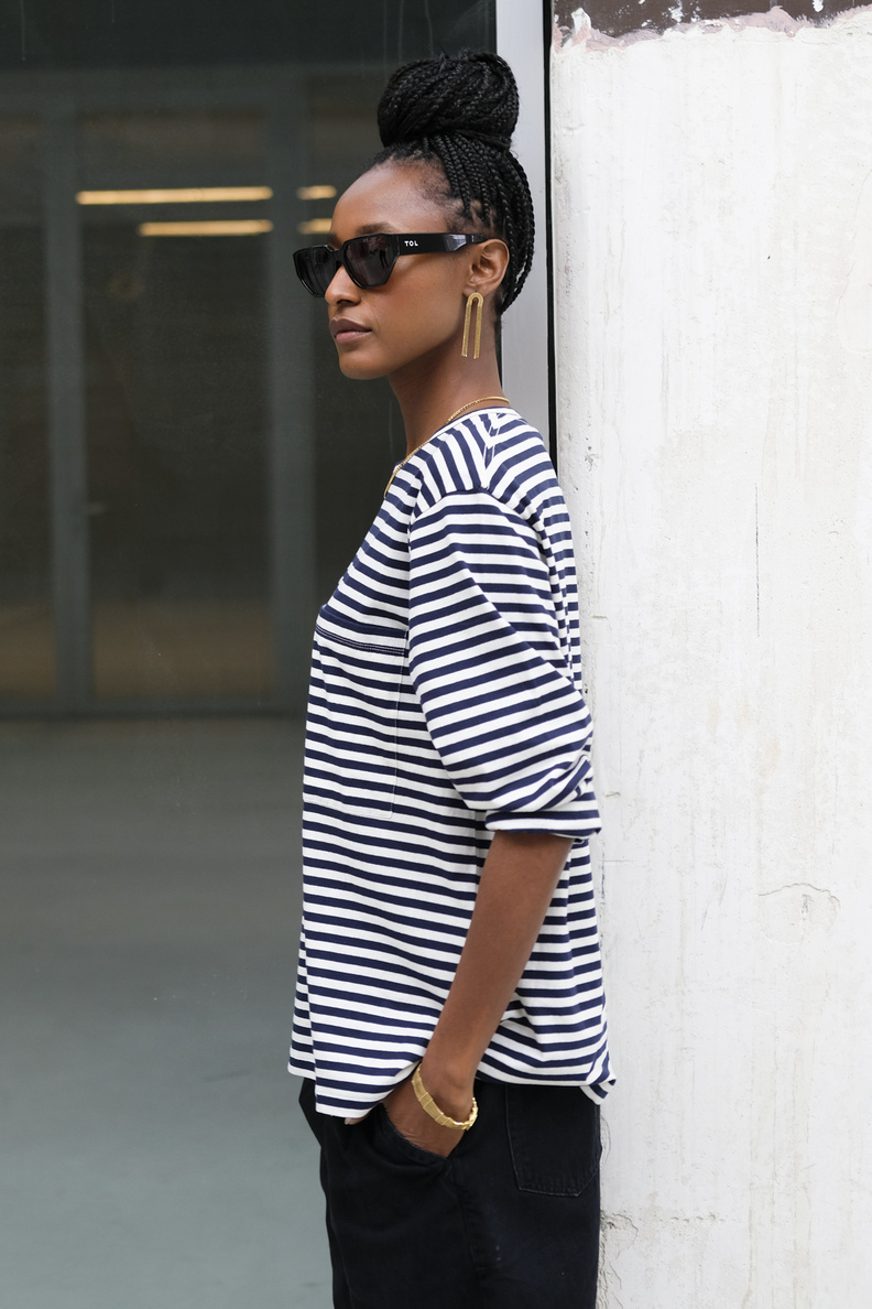 aiayu circular long sleeve striped mix night