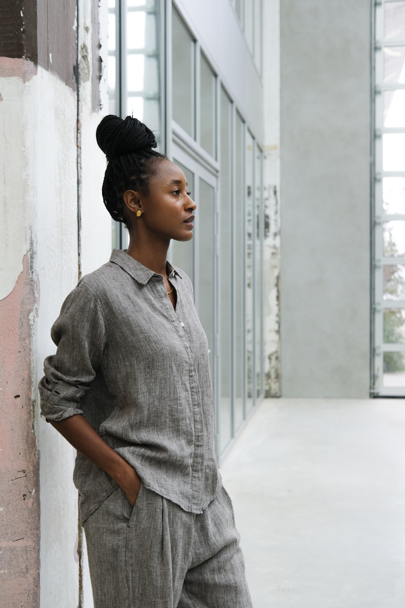 aiayu carol shirt linen brown