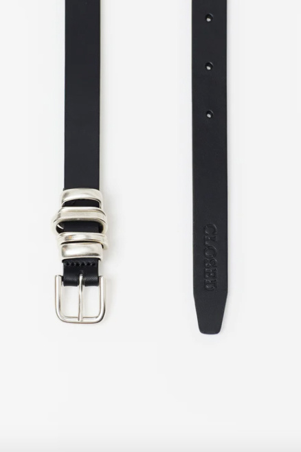 closed leather belt black