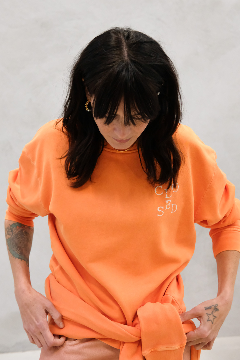 closed printed sweatshirt pumpkin orange