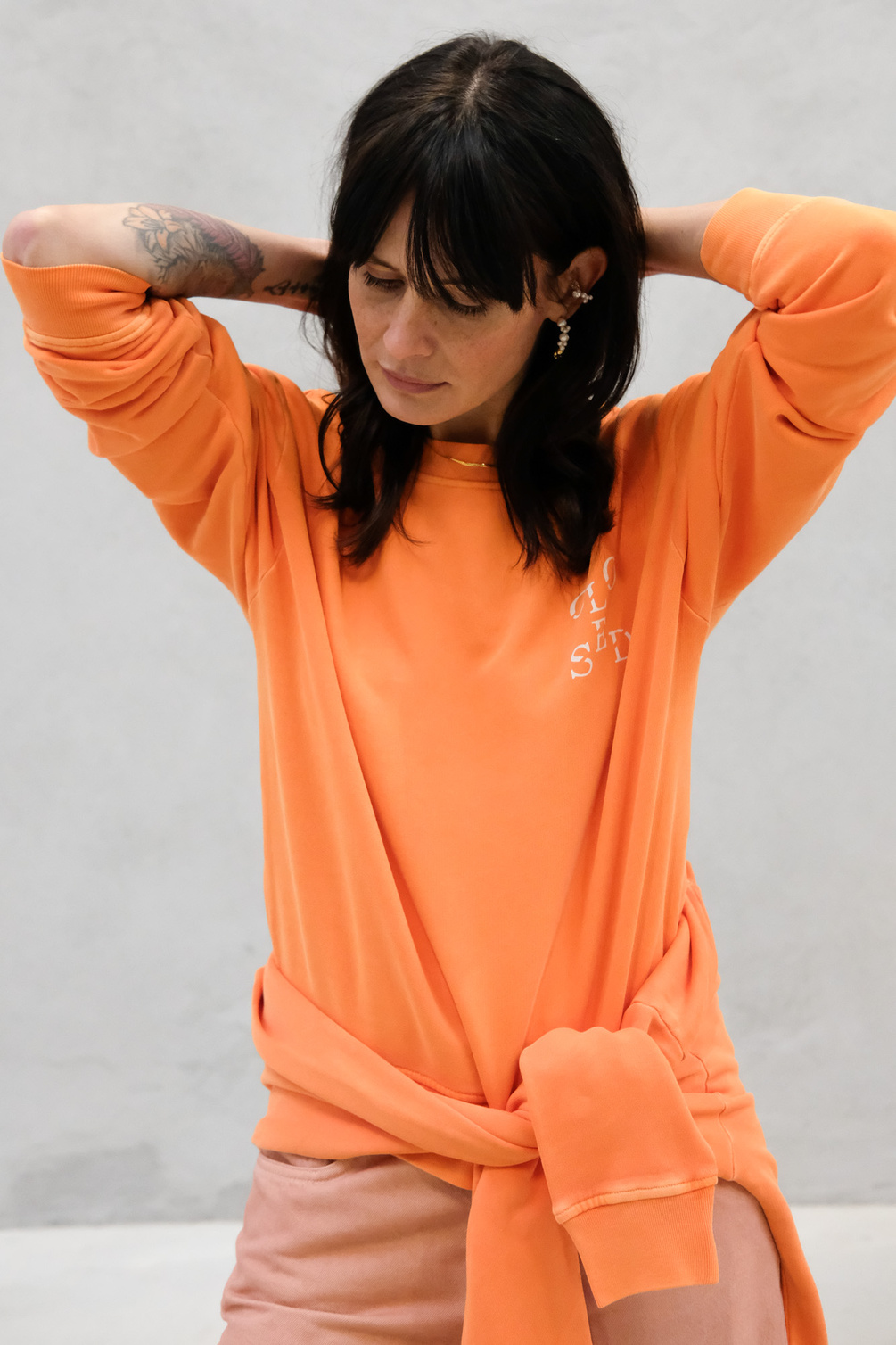 closed printed sweatshirt pumpkin orange