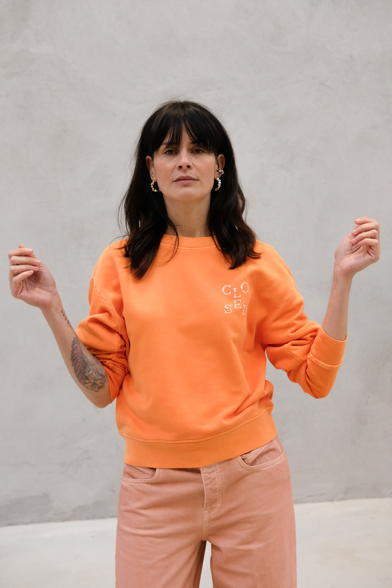 closed printed sweatshirt pumpkin orange