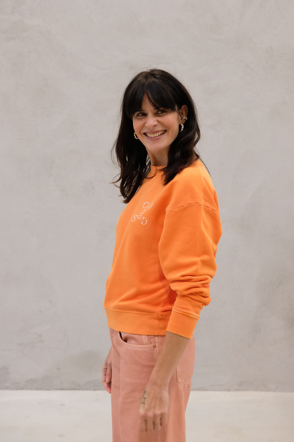 closed printed sweatshirt pumpkin orange