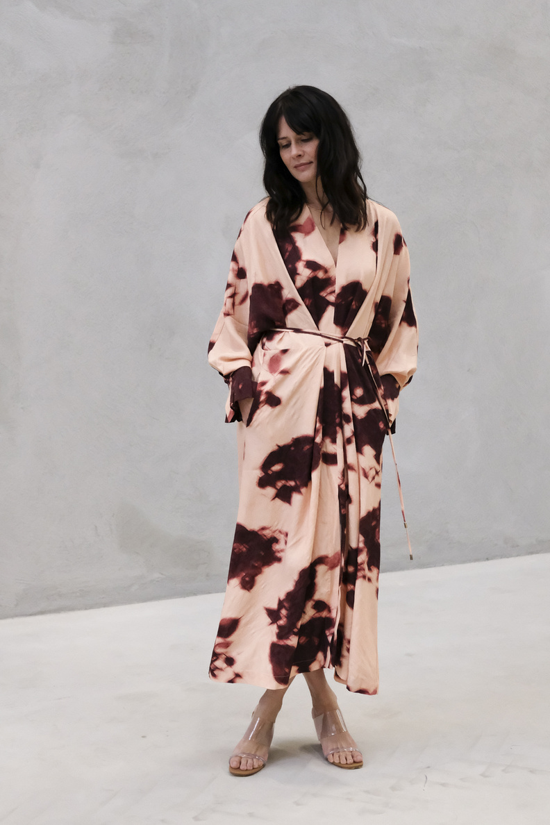 eikō ai gaia kimono dress peach