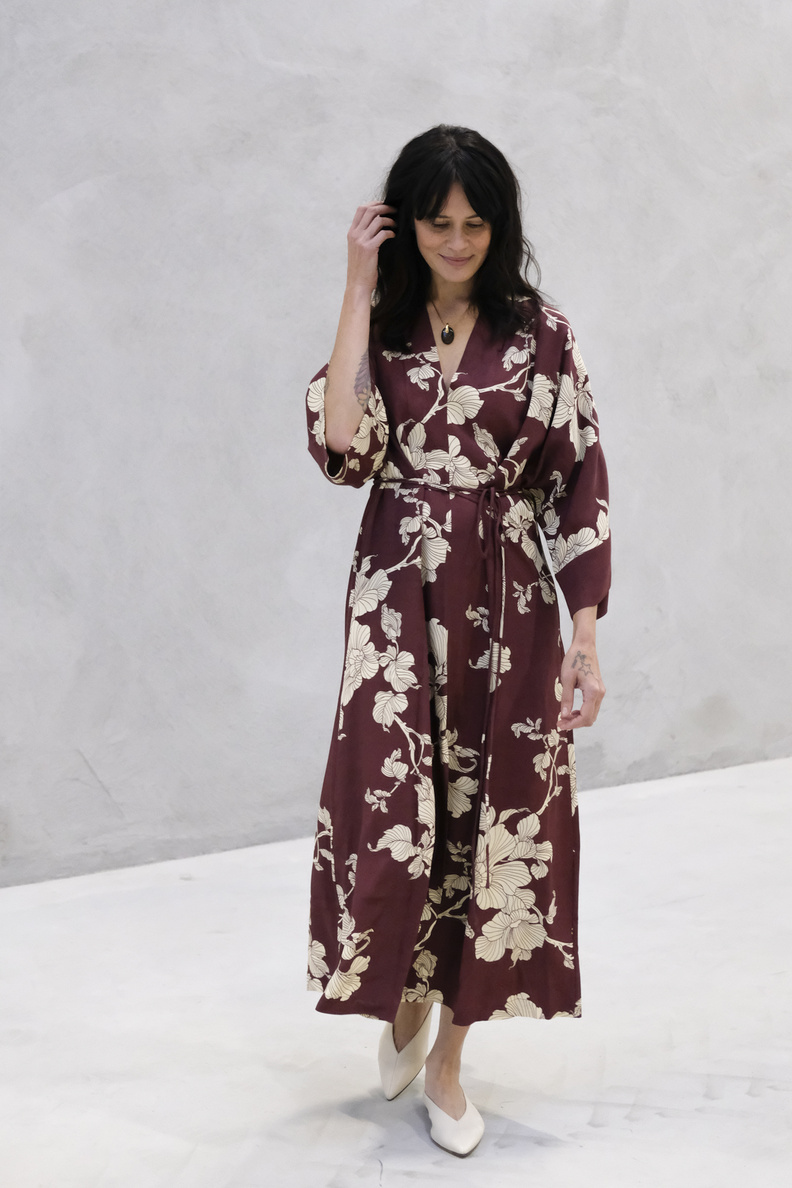 eikō ai lotta kimono dress burgundy