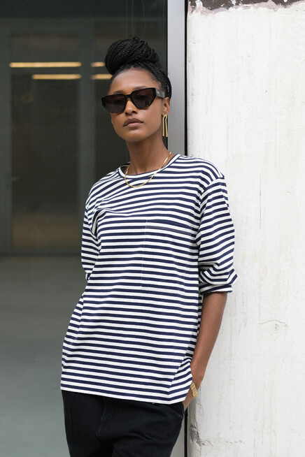 aiayu circular long sleeve striped mix night